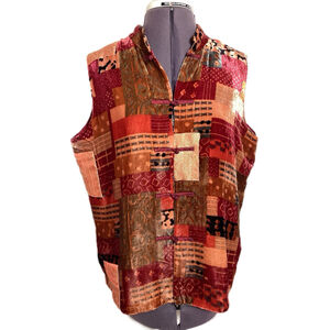 Coldwater Creek Vtg Silk Blend Artsy Patchwork Vest Size L